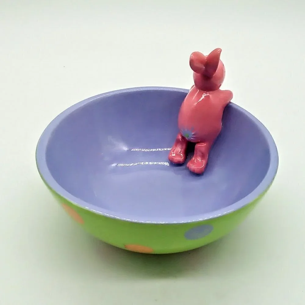 Starbucks Spring 2007 Pastel Polka Dot Ceramic Bunny Bowl